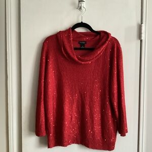 Christmas Nue Options Women's Red Scoop Neck Sweater Size XL
